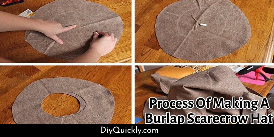 Process Of Making A Burlap Scarecrow Hat