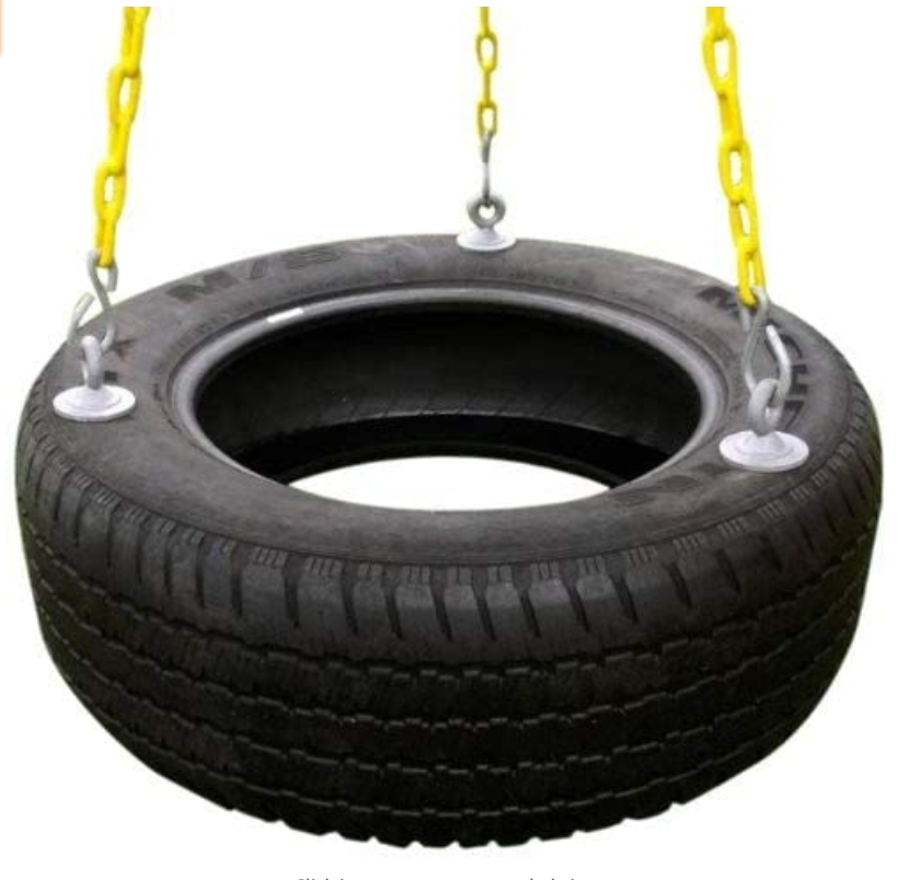 Eastern Jungle Gym Heavy-Duty 3-Chain Rubber Tire Swing Seat with Adjustable Coated Swing Chains