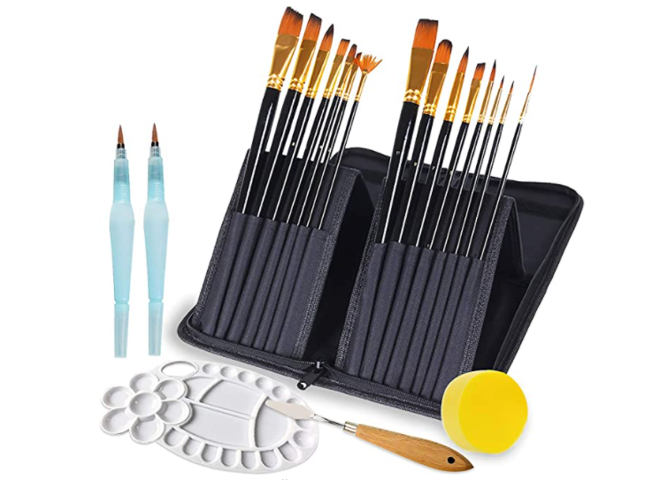 Lasten 21 Pcs Artist Paint Brush Set for Acrylic Watercolor Oil Gouache Painting, Professional Paint Brushes