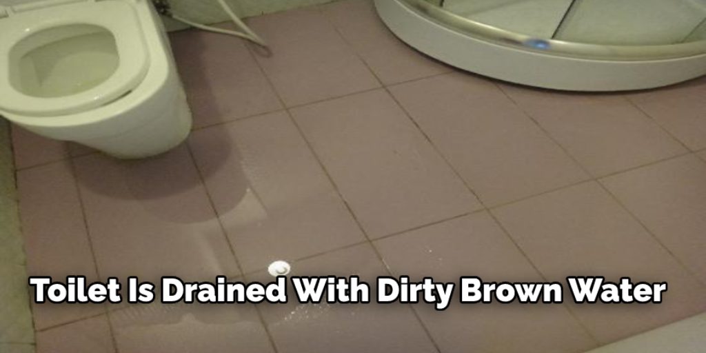 Toilet Is Drained With Dirty Brown Water