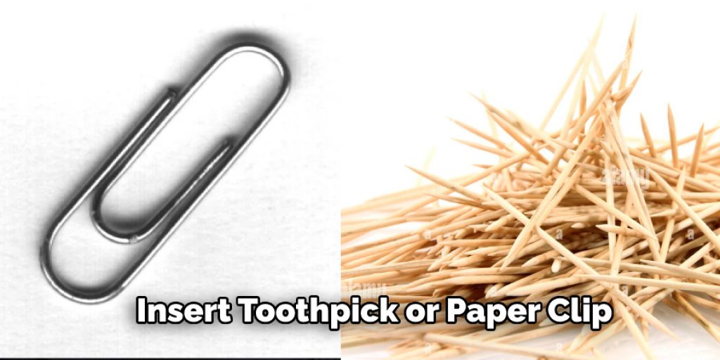 Insert Toothpick or Paper Clip