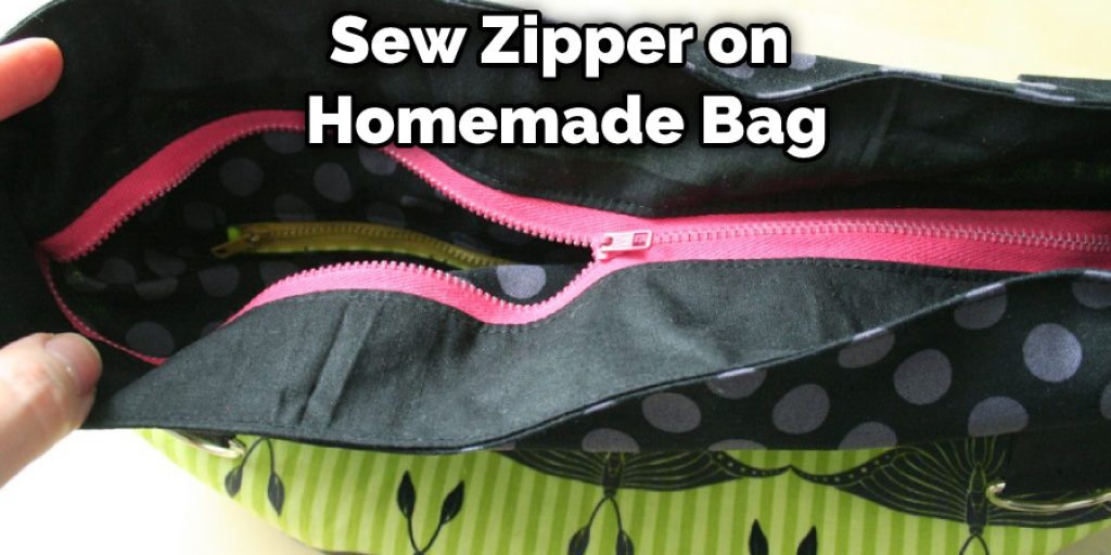 Sew Zipper on Homemade Bag