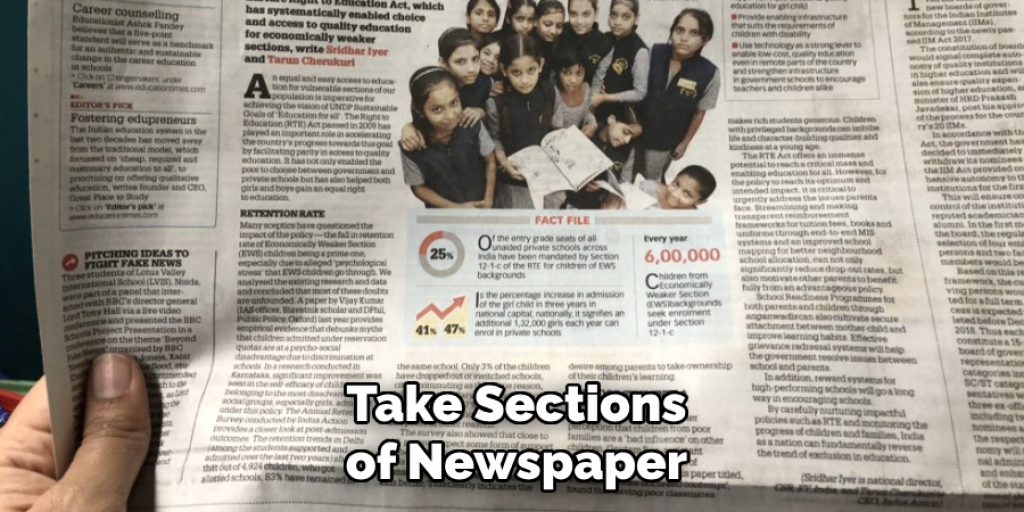 Take Sections of Newspaper