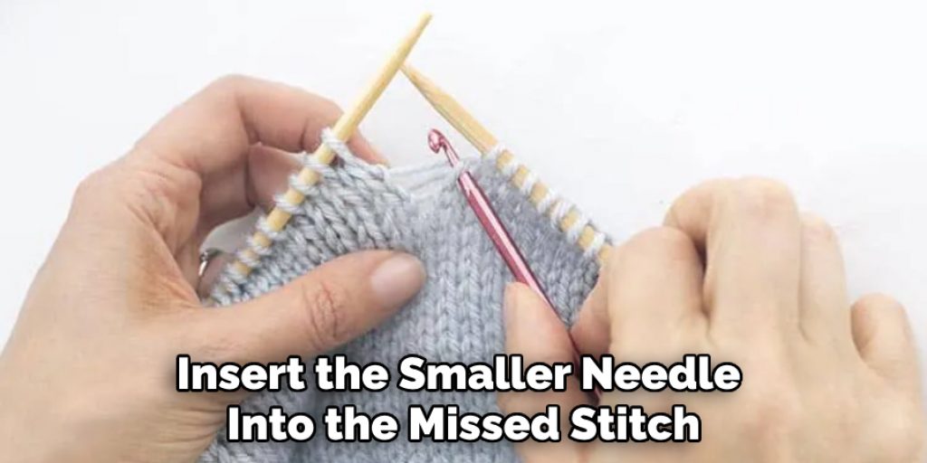 Insert the Smaller Needle Into the Missed Stitch