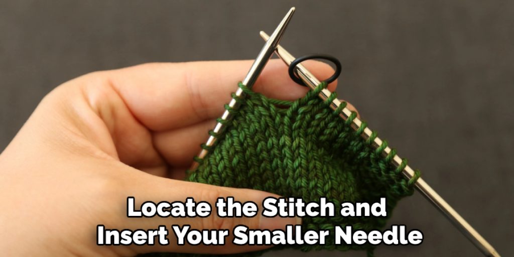 Locate the Stitch and Insert Your Smaller Needle