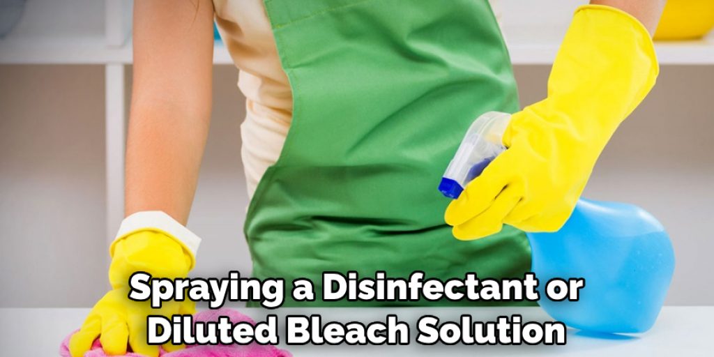 Spraying a Disinfectant or Diluted Bleach Solution
