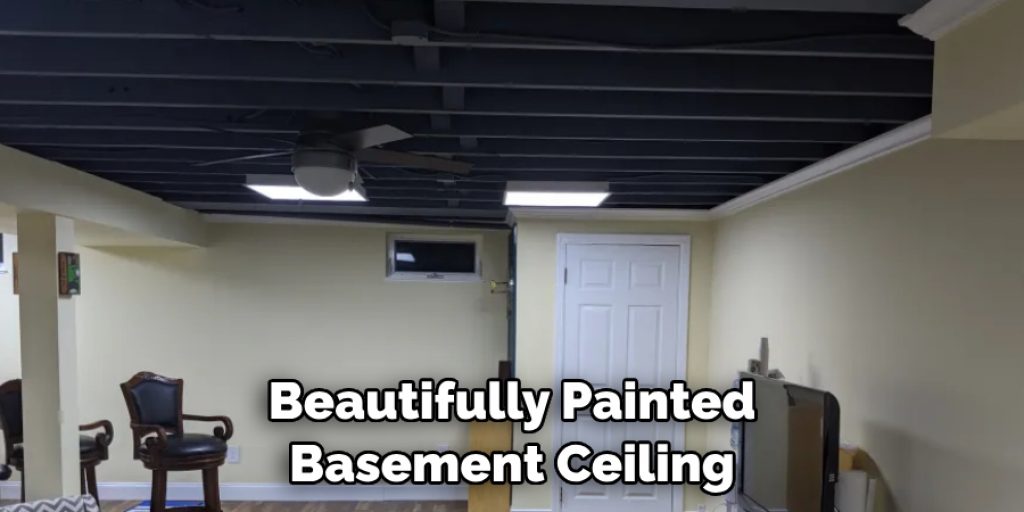 Beautifully Painted Basement Ceiling