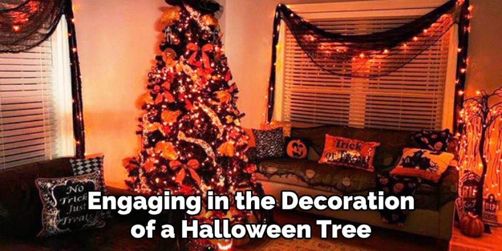 Engaging in the Decoration of a Halloween Tree