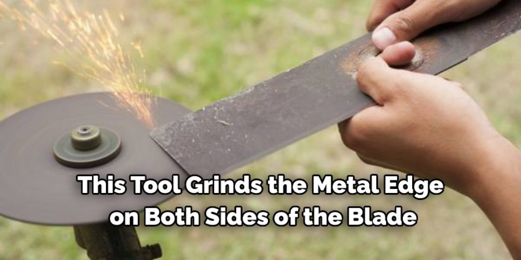 Using an angle grinder for sharpen lawnmower blades