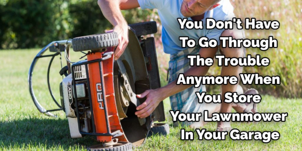 Cleanup for a lawn mower in garage