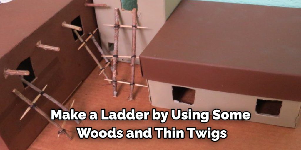 make a ladder by using some woods and thin twigs