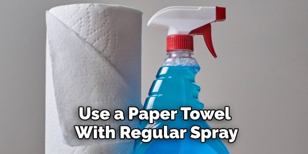 use a paper towel with regular spray