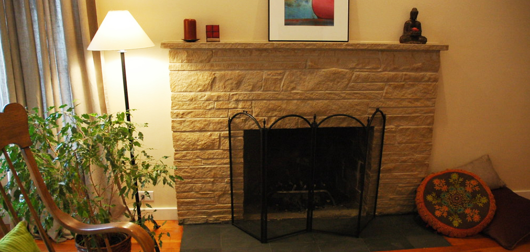 How to Paint Stone Fireplace