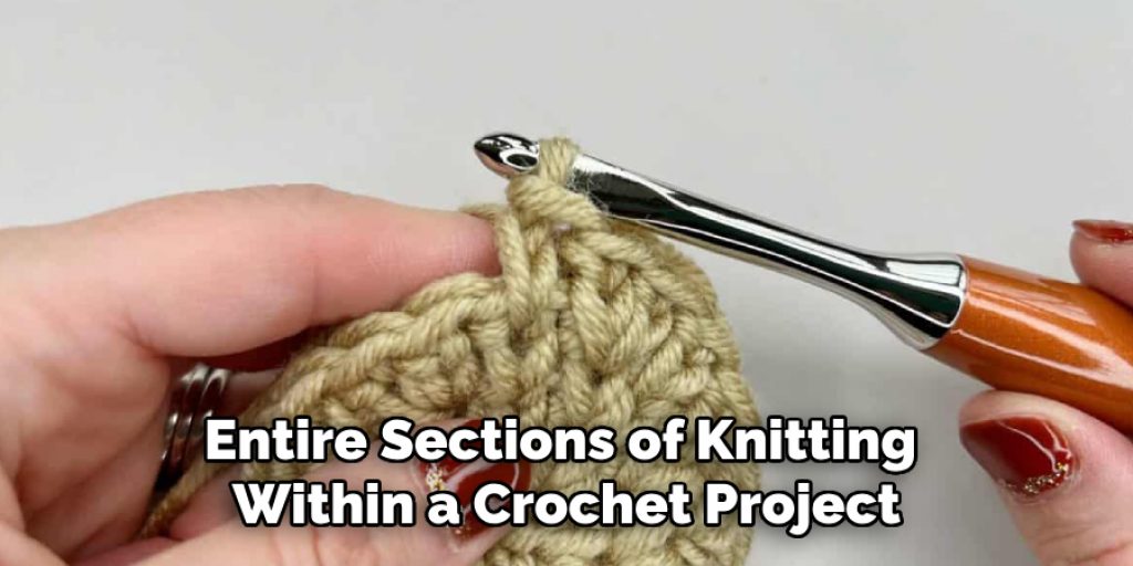 Entire Sections of Knitting 
Within a Crochet Project