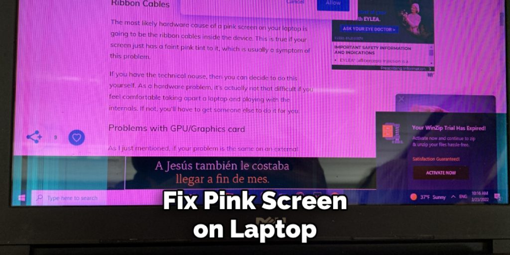 Fix Pink Screen on Laptop